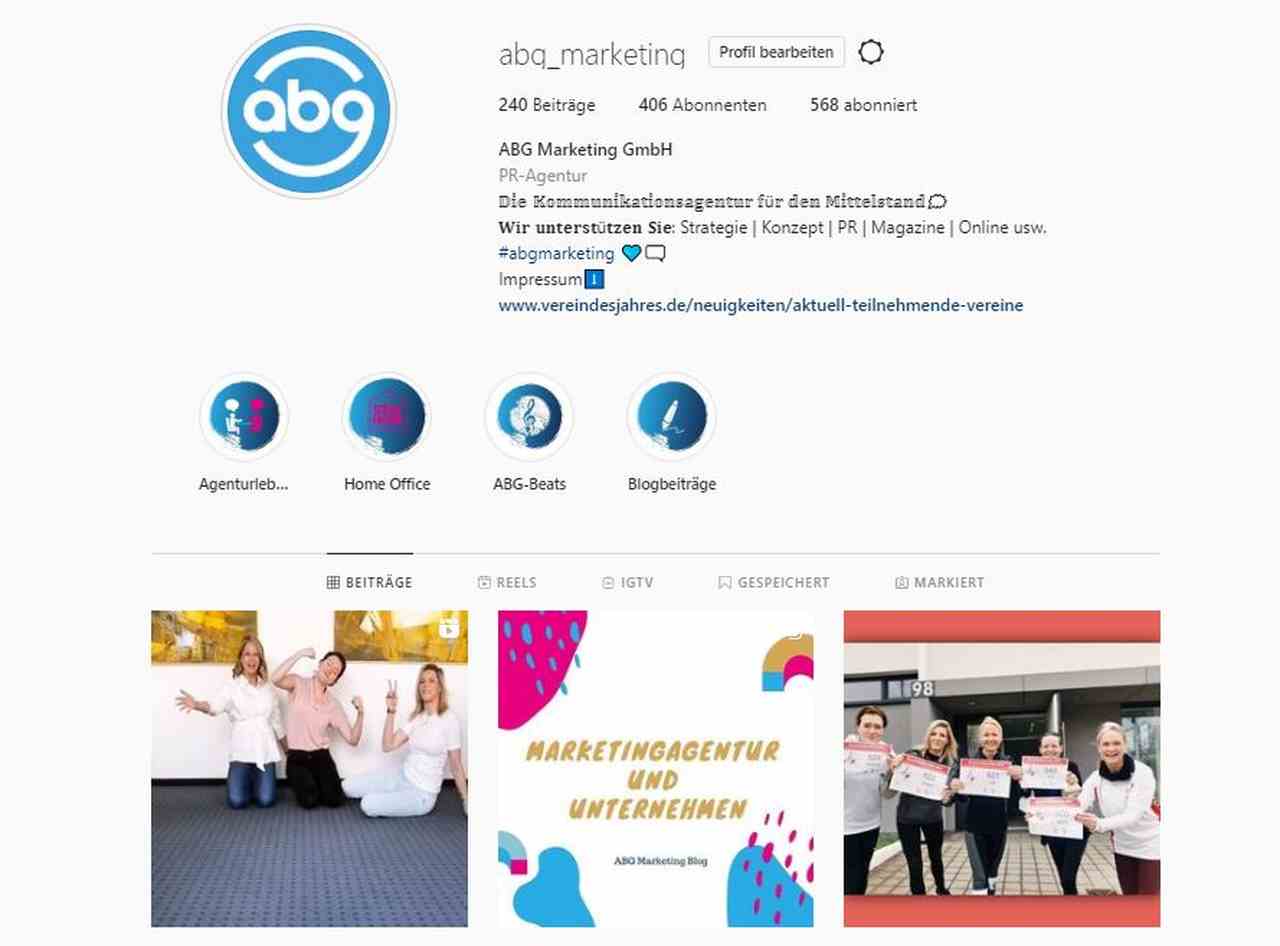 Instagram Übersicht ABG Marketing